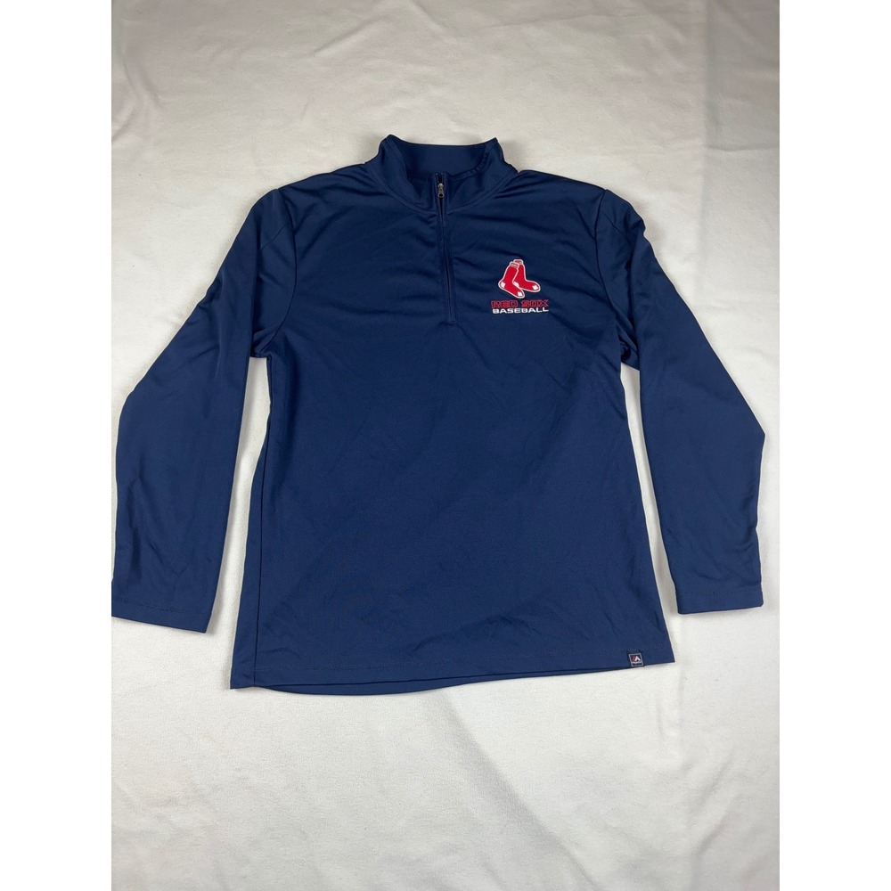 Majestic Boston Red Sox Baseball Navy Blue Quarter‎ Zip Pullover Men's L/G